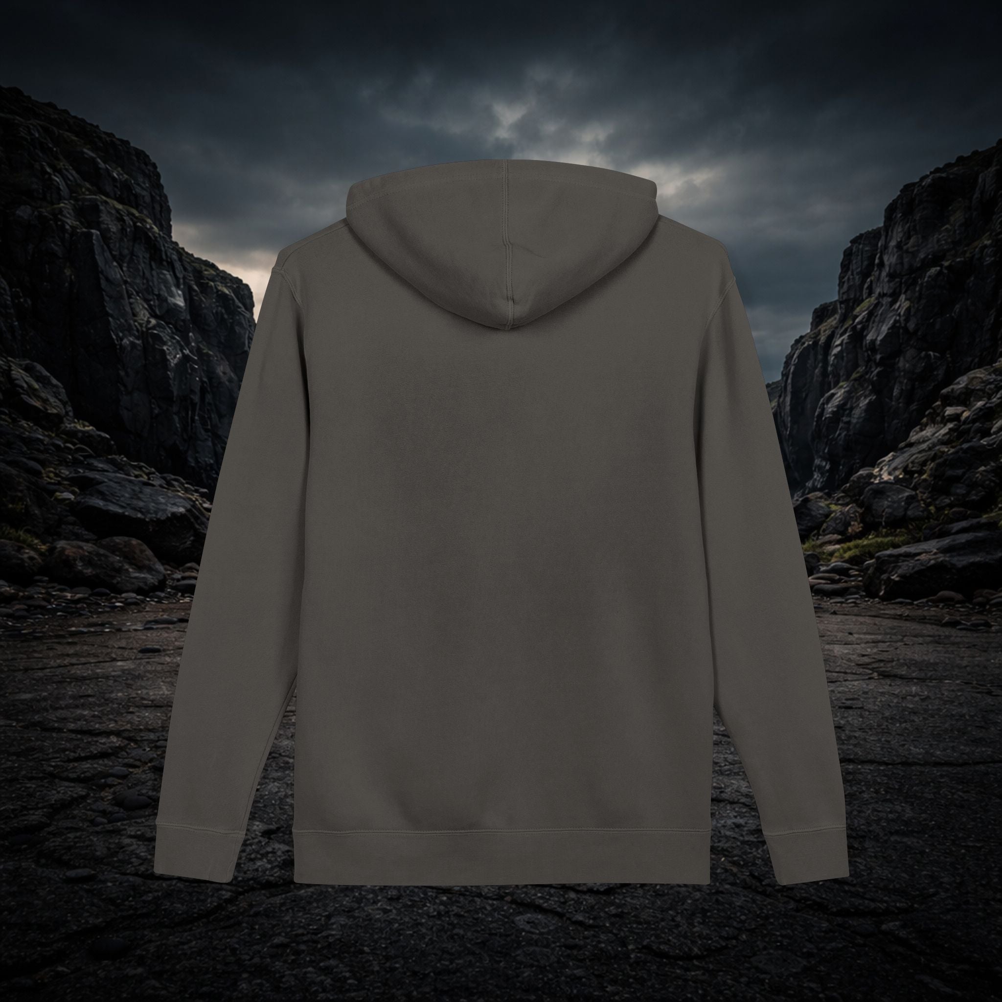 VYKN distressed embroidered hoodie in washed black with vintage worn detailing