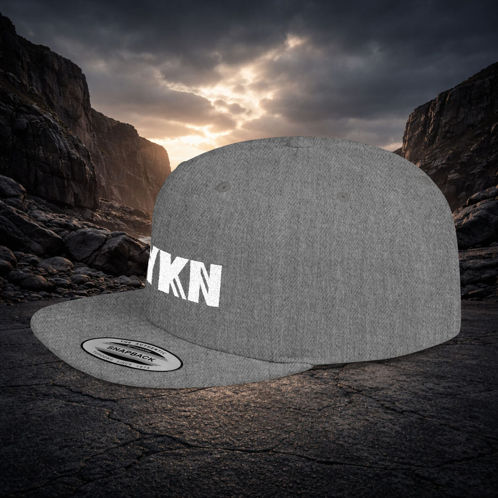 VYKN Classic Snapback Hat with white logo on structured cap