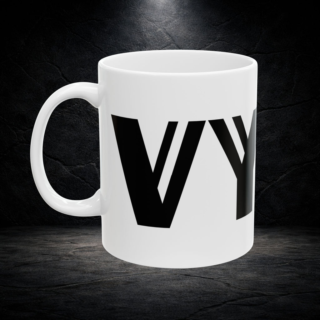 VYKN™ ceramic coffee mug in 11oz and 15oz sizes on a clean white background