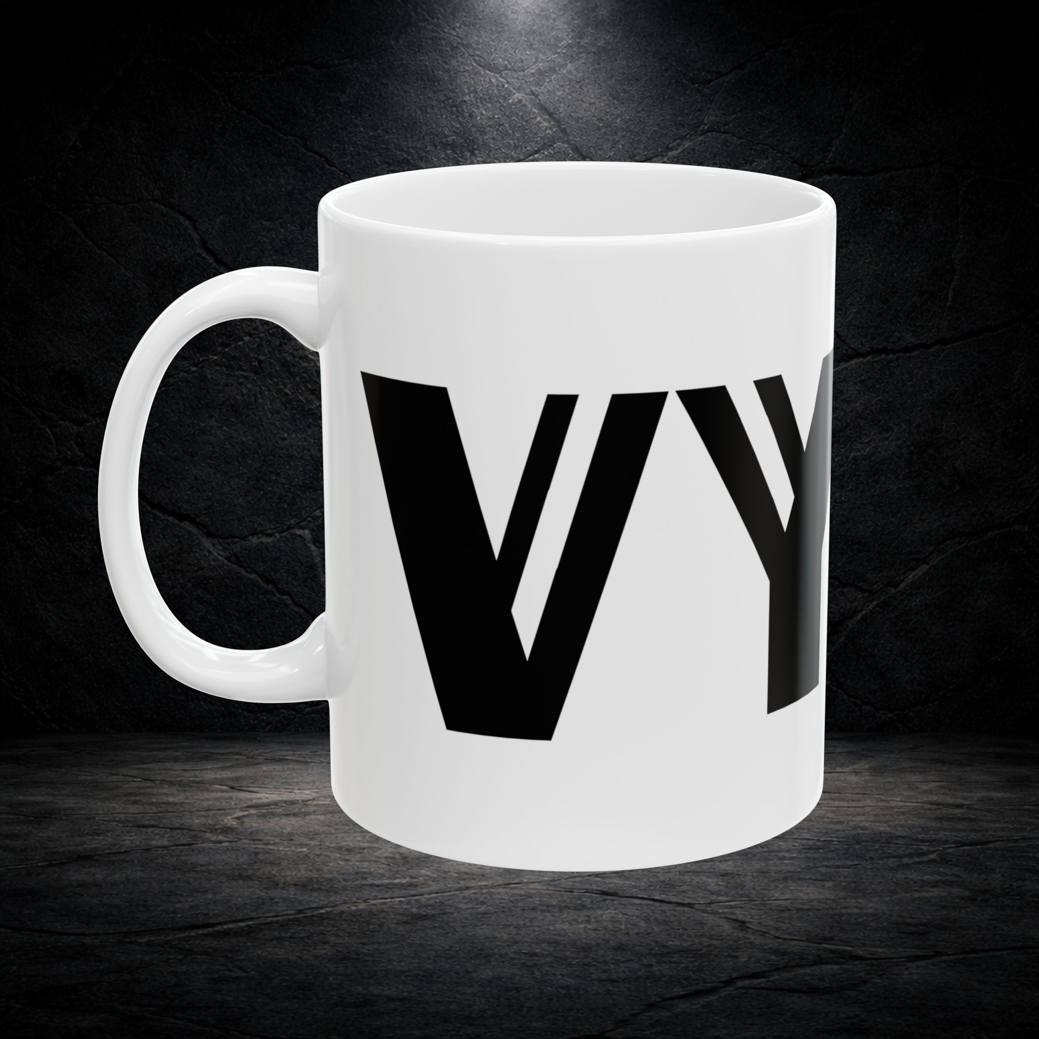 VYKN™ ceramic coffee mug in 11oz and 15oz sizes on a clean white background