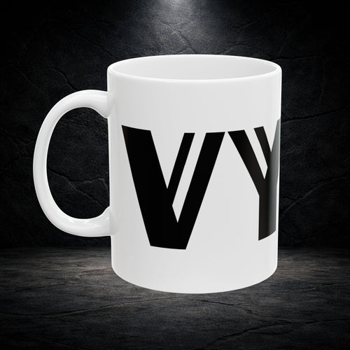 VYKN™ ceramic coffee mug in 11oz and 15oz sizes on a clean white background