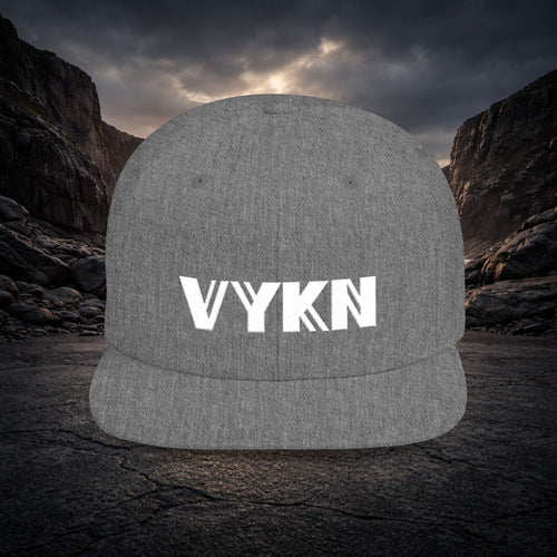 VYKN Classic Snapback Hat with white logo on structured cap
