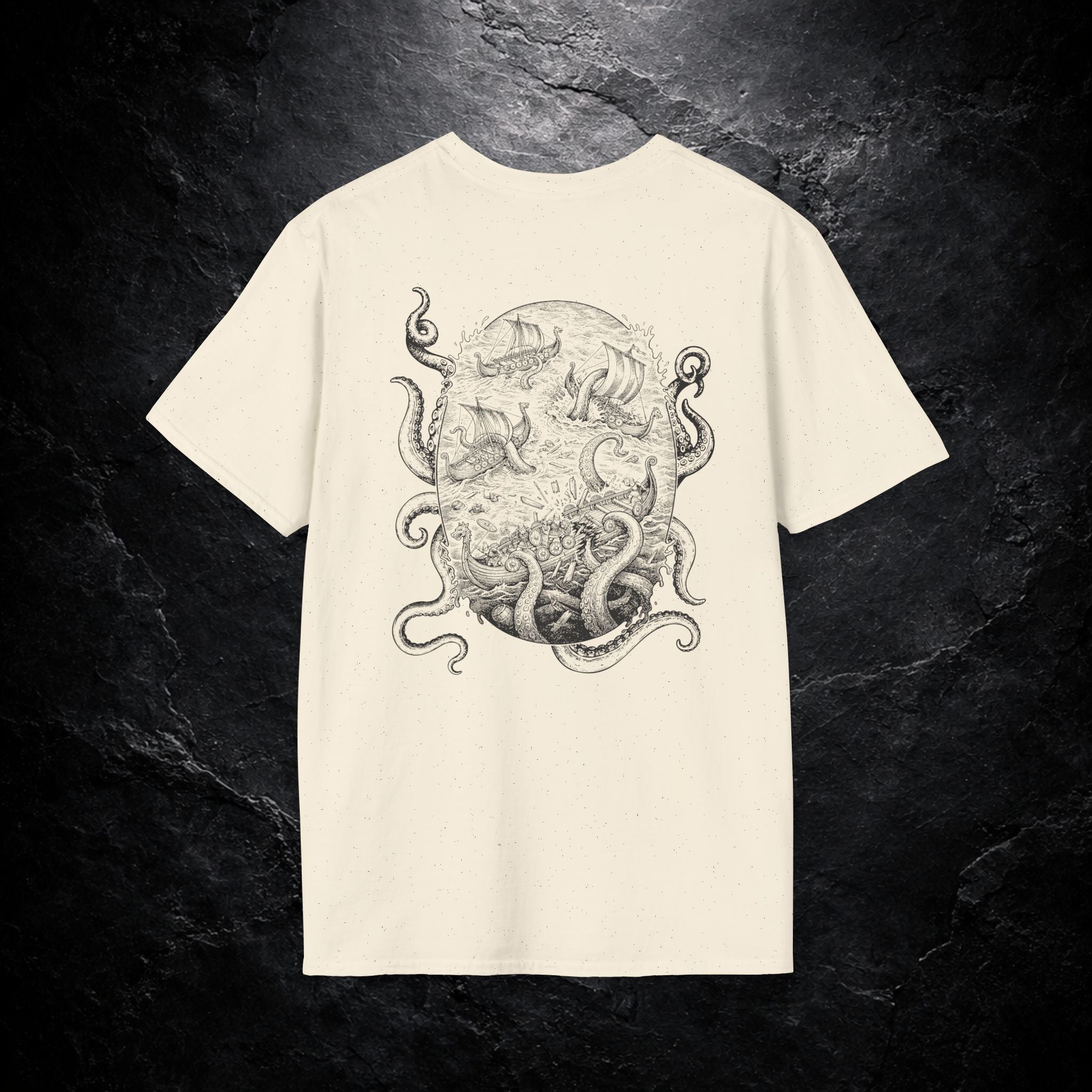 VYKN Kraken Siege graphic t-shirt with bold sea monster artwork