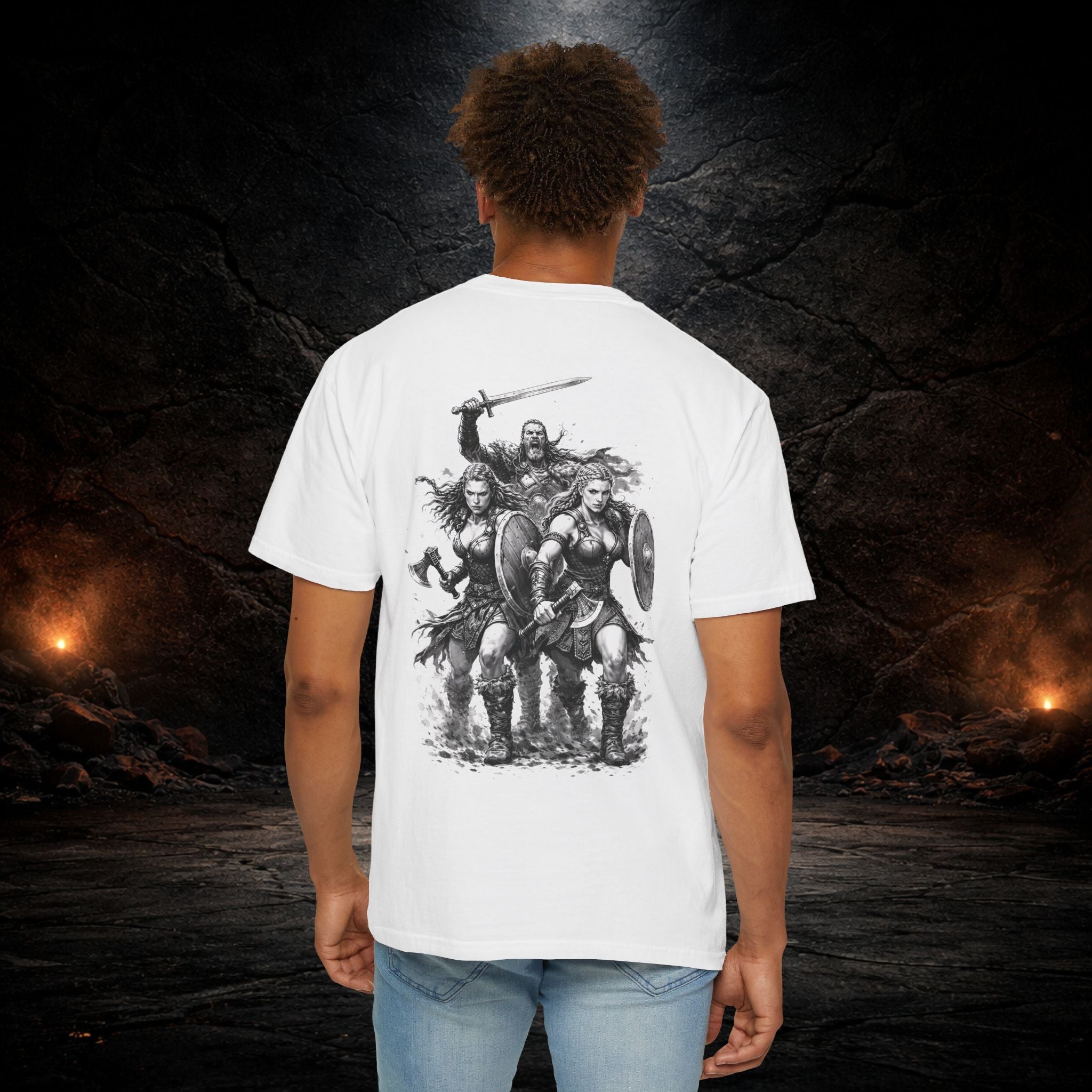 VYKN™ Shieldmaidens graphic t-shirt with bold warrior-inspired print