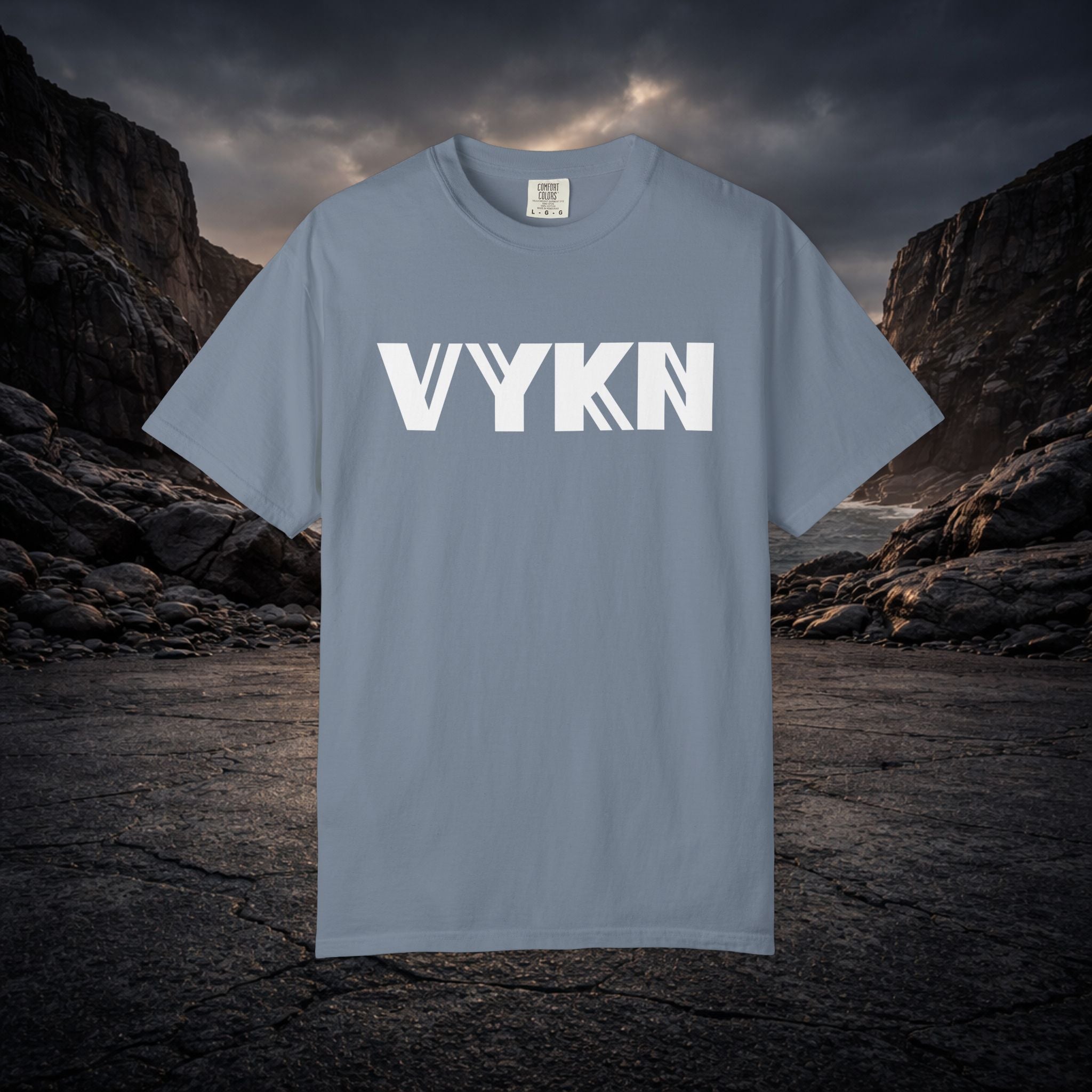 VYKN Classic Tee in white with embroidered logo on chest