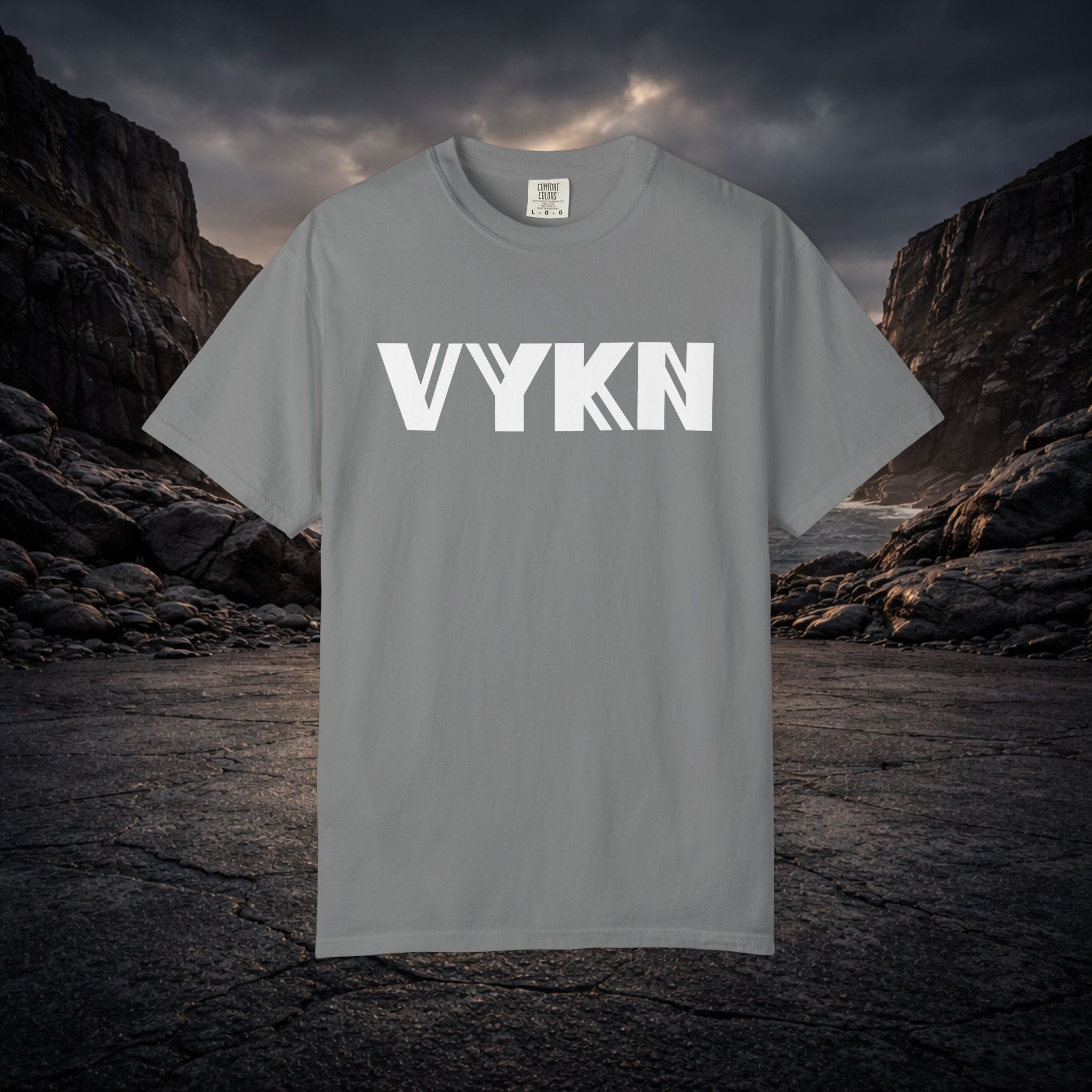 VYKN Classic Tee in white with embroidered logo on chest