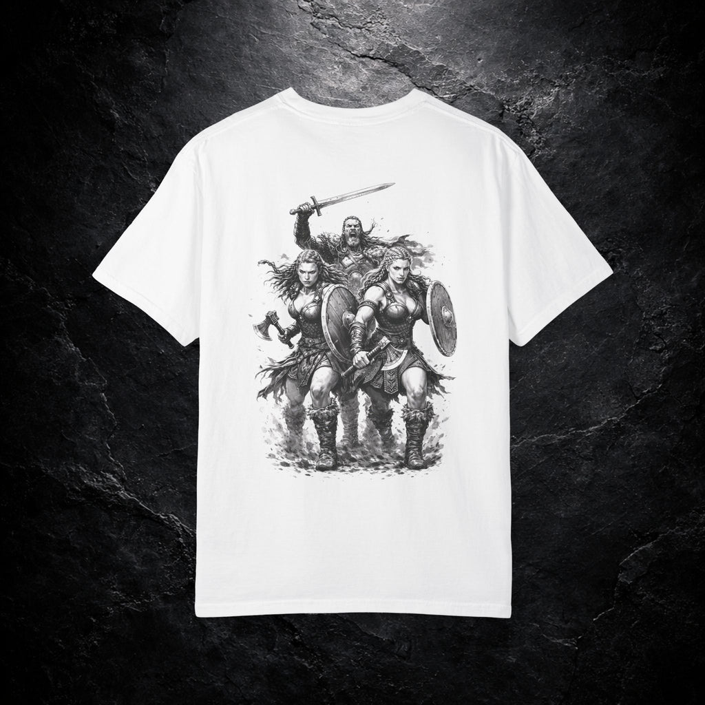 VYKN™ Shieldmaidens graphic t-shirt with bold warrior-inspired print