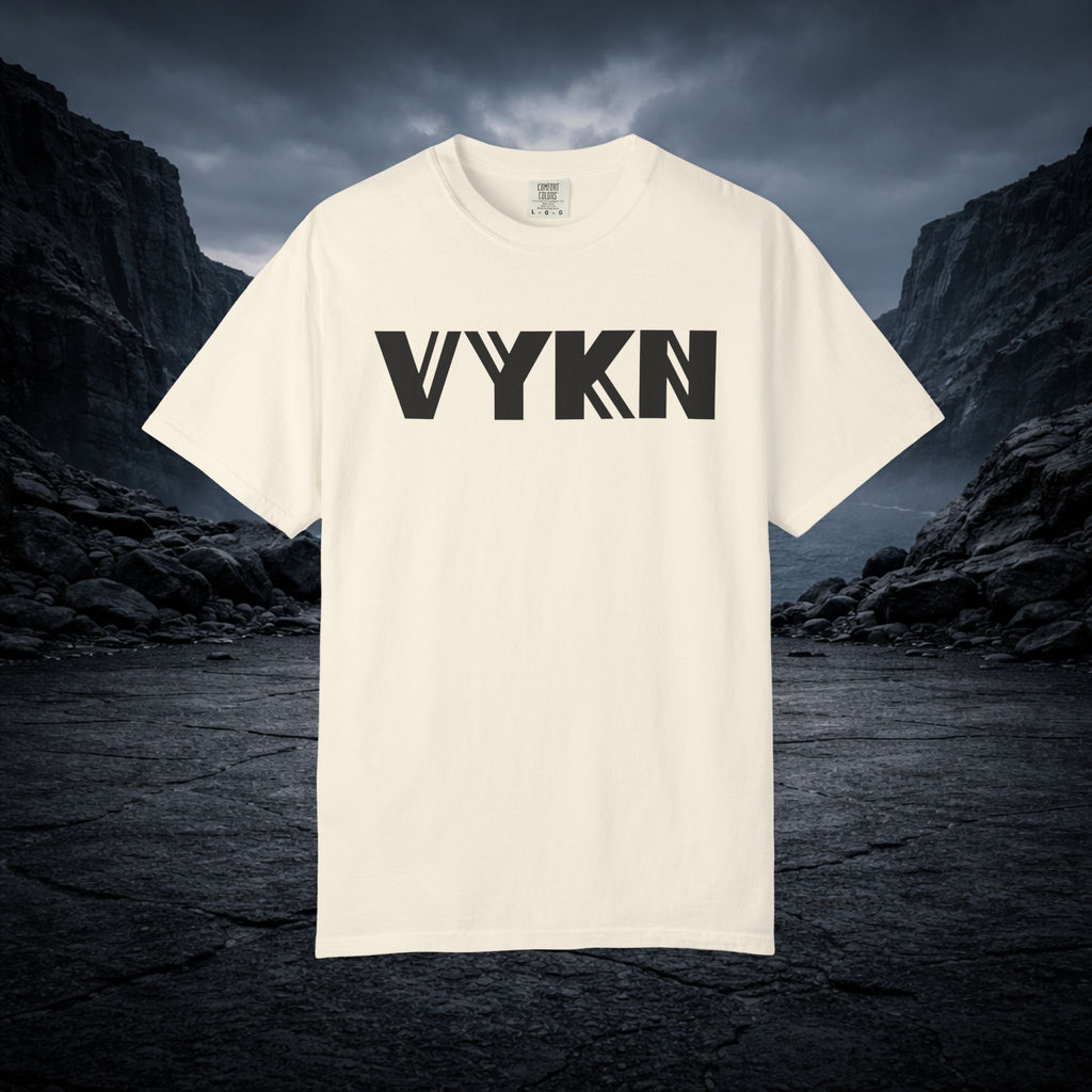 VYKN Classic Tee in white with bold black logo on chest