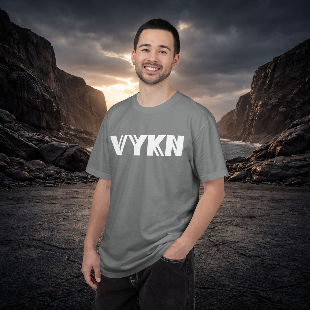 VYKN Classic Tee in white with embroidered logo on chest