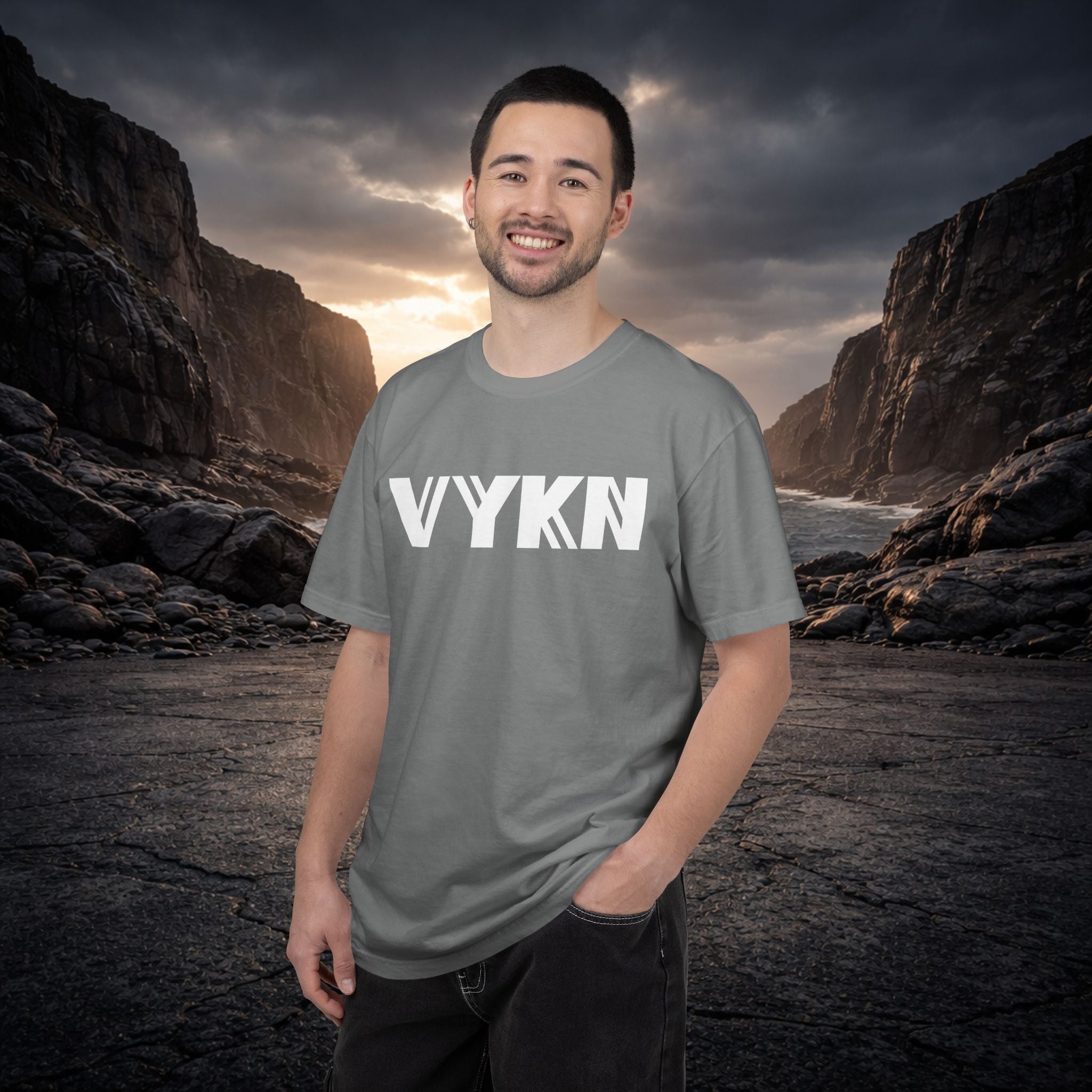 VYKN Classic Tee in white with embroidered logo on chest