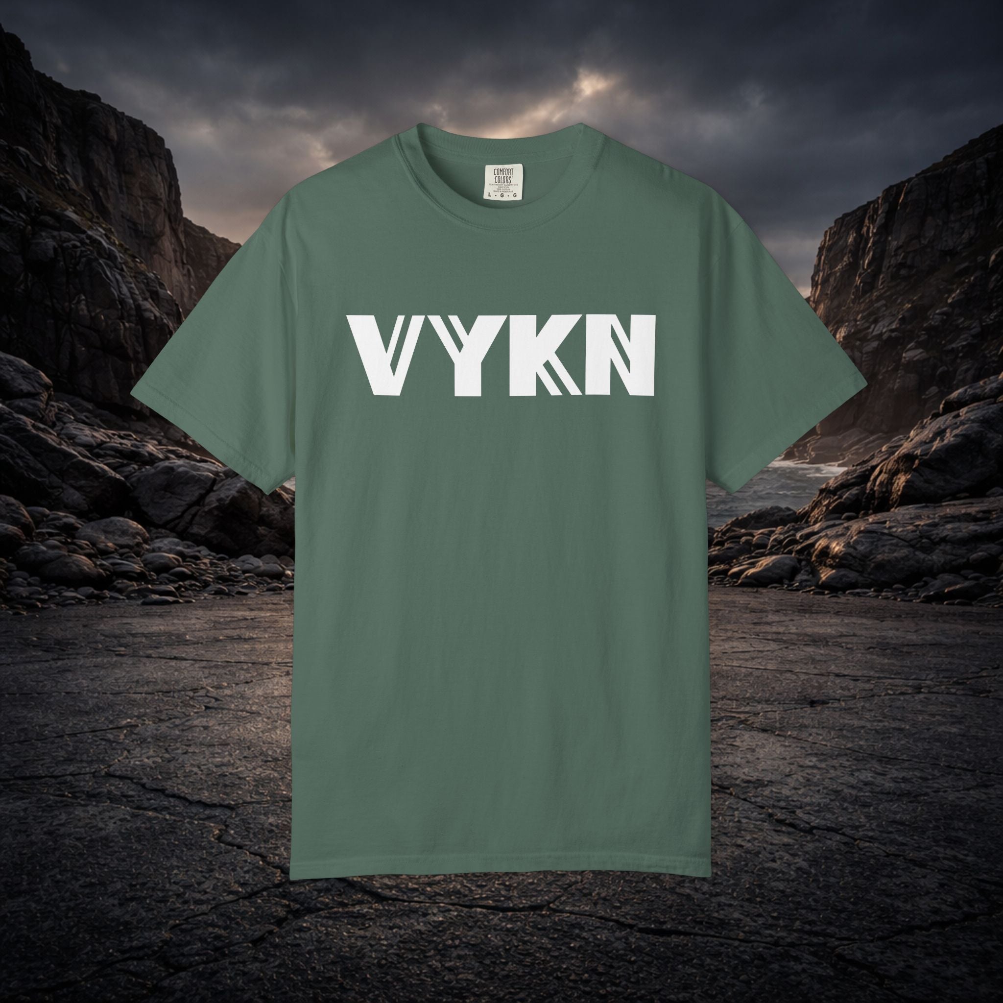 VYKN Classic Tee in white with embroidered logo on chest