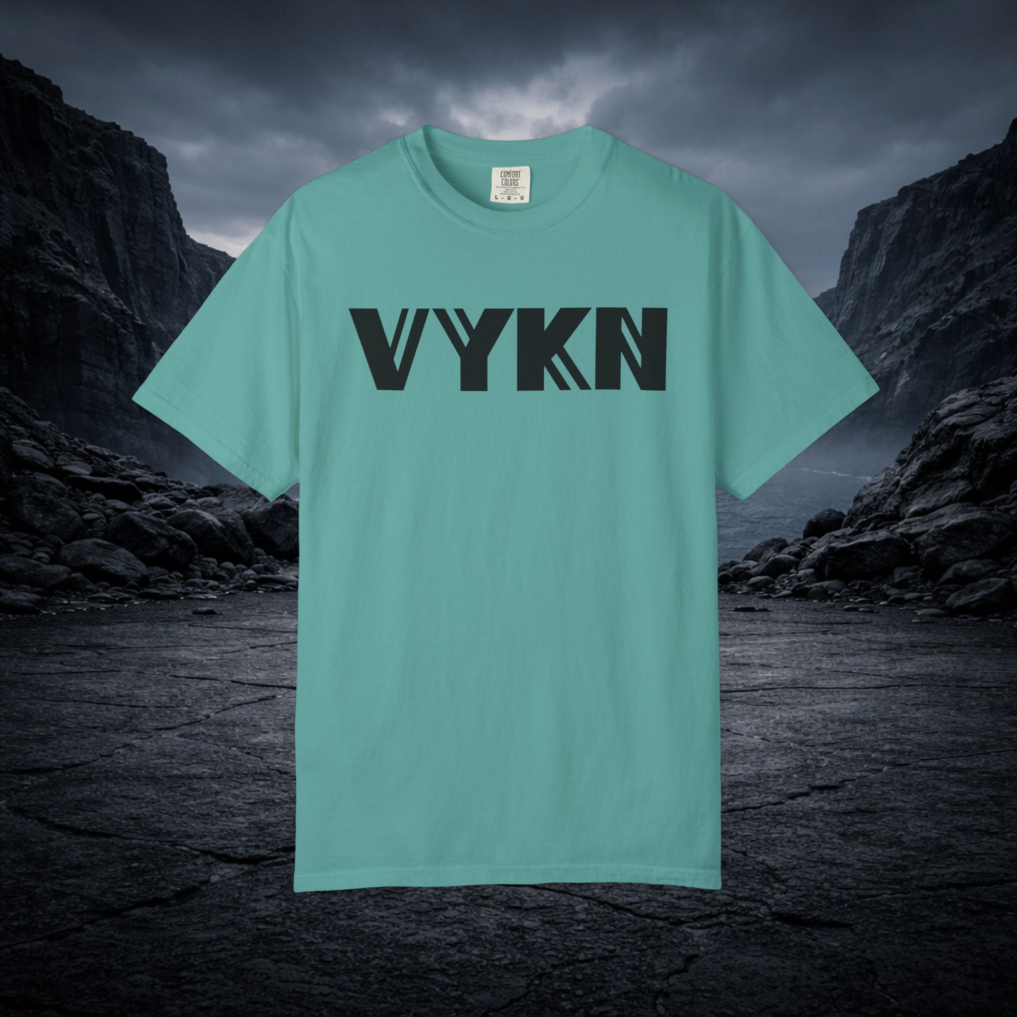 VYKN Classic Tee in white with bold black logo on chest